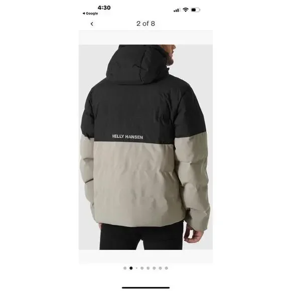 Helly Hansen Oslo Hooded Colorblock Puffer JacketCoat Black Gray Small M